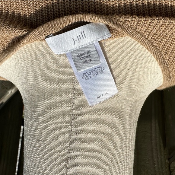 J. Jill Camel Yak Hair Blend Knit Fringe Trim Pullover Poncho Sweater - Picture 9 of 9